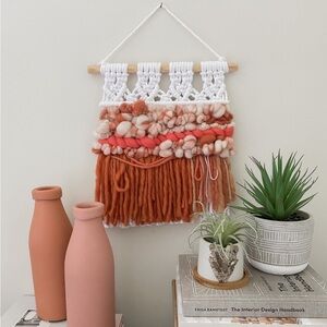 Pink and White Macraweave Wall Hanging | Woven Wall Hanging | Macrame